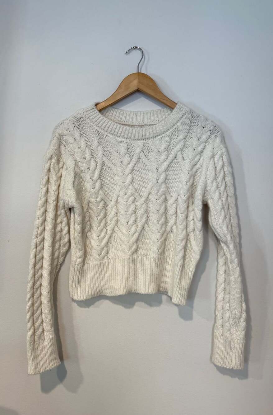 Cable Crewneck Sweater Ivory